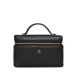 Product image 2 of 12: 26P Black Grained Goatskin Quilted Slim Top Handle Vanity With Chain LGHW