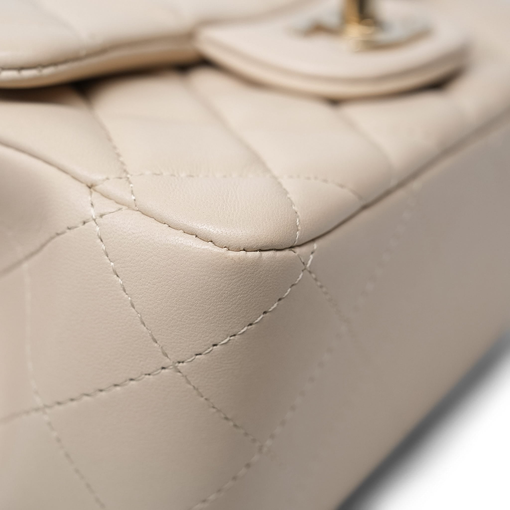 Product image 11 of 17: Light Beige Lambskin Quilted Mini Square Flap LGHW