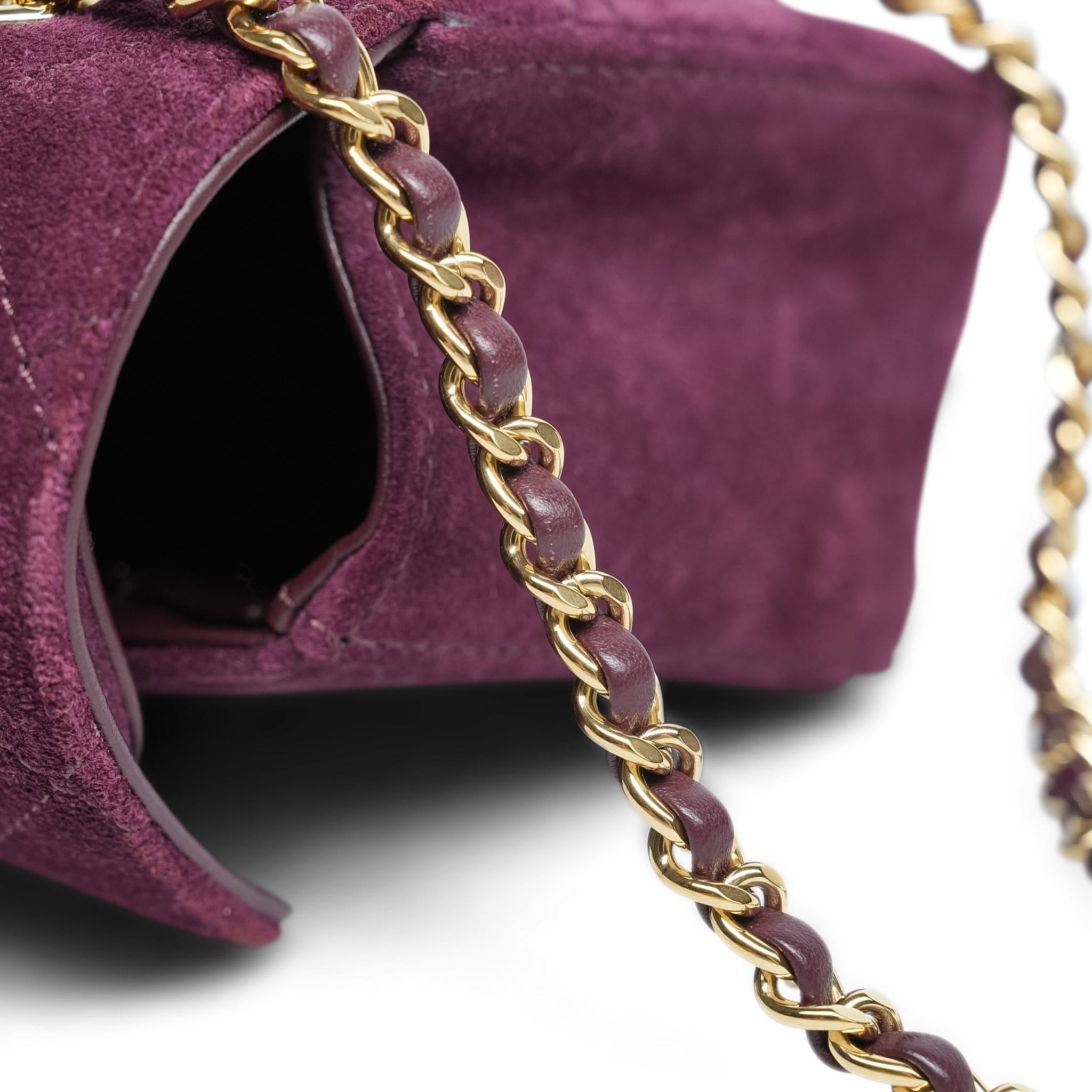 Product image 18 of 19: 26B Burgundy Suede Quilted Mini Souplissimo Flap Bag LGHW