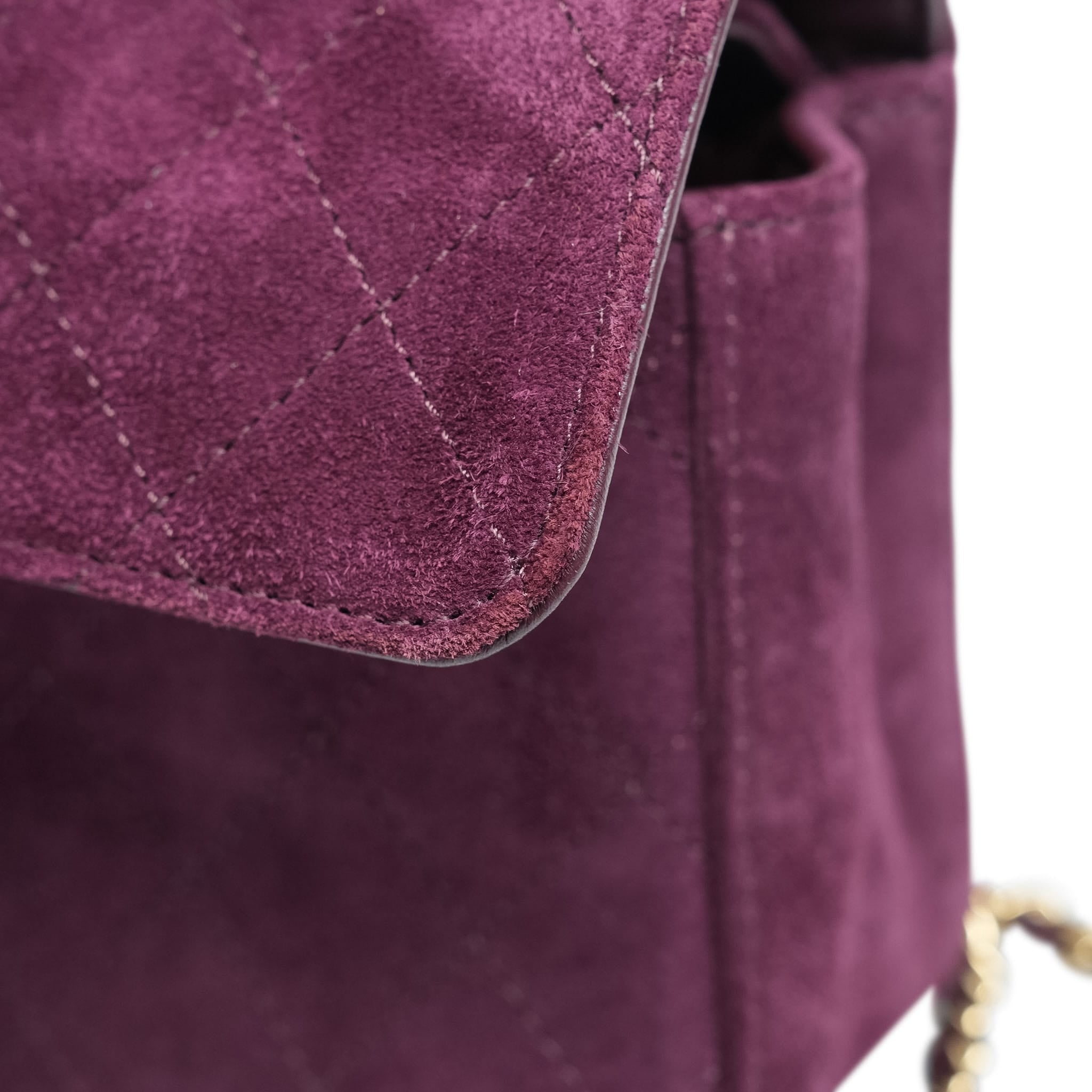 Product image 19 of 19: 26B Burgundy Suede Quilted Mini Souplissimo Flap Bag LGHW