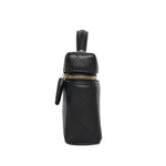 Product image 5 of 12: 26P Black Grained Goatskin Quilted Slim Top Handle Vanity With Chain LGHW