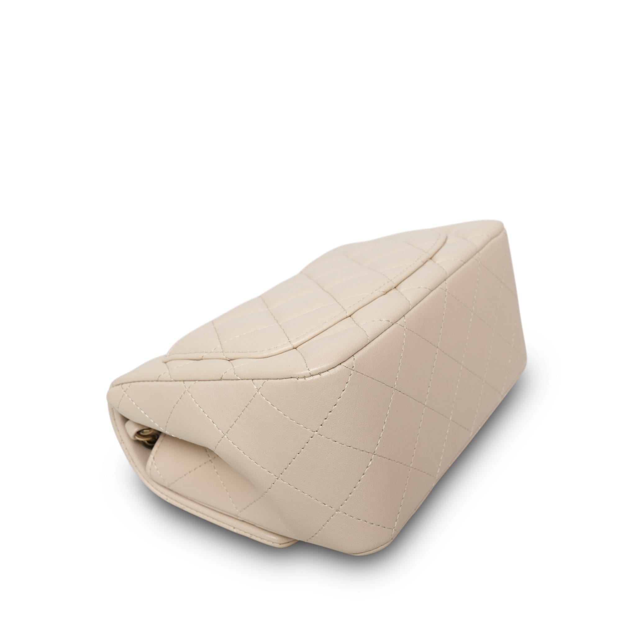 Product image 13 of 17: Light Beige Lambskin Quilted Mini Square Flap LGHW