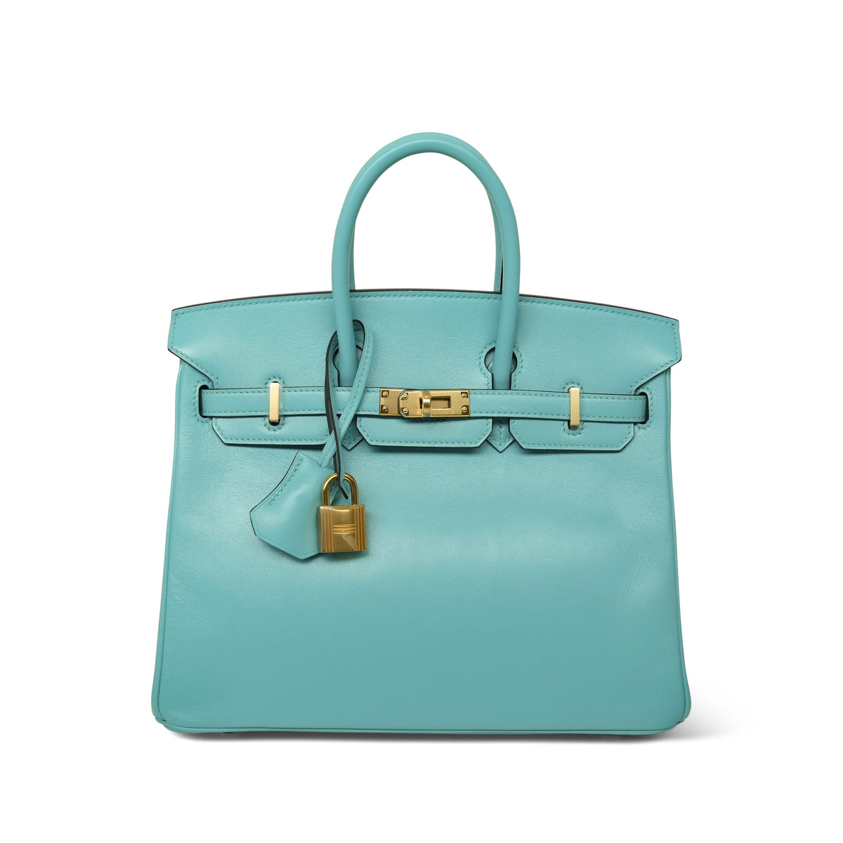 Birkin 25 Bleu Saint Cyr Tadelakt Gold Plated A Stamp