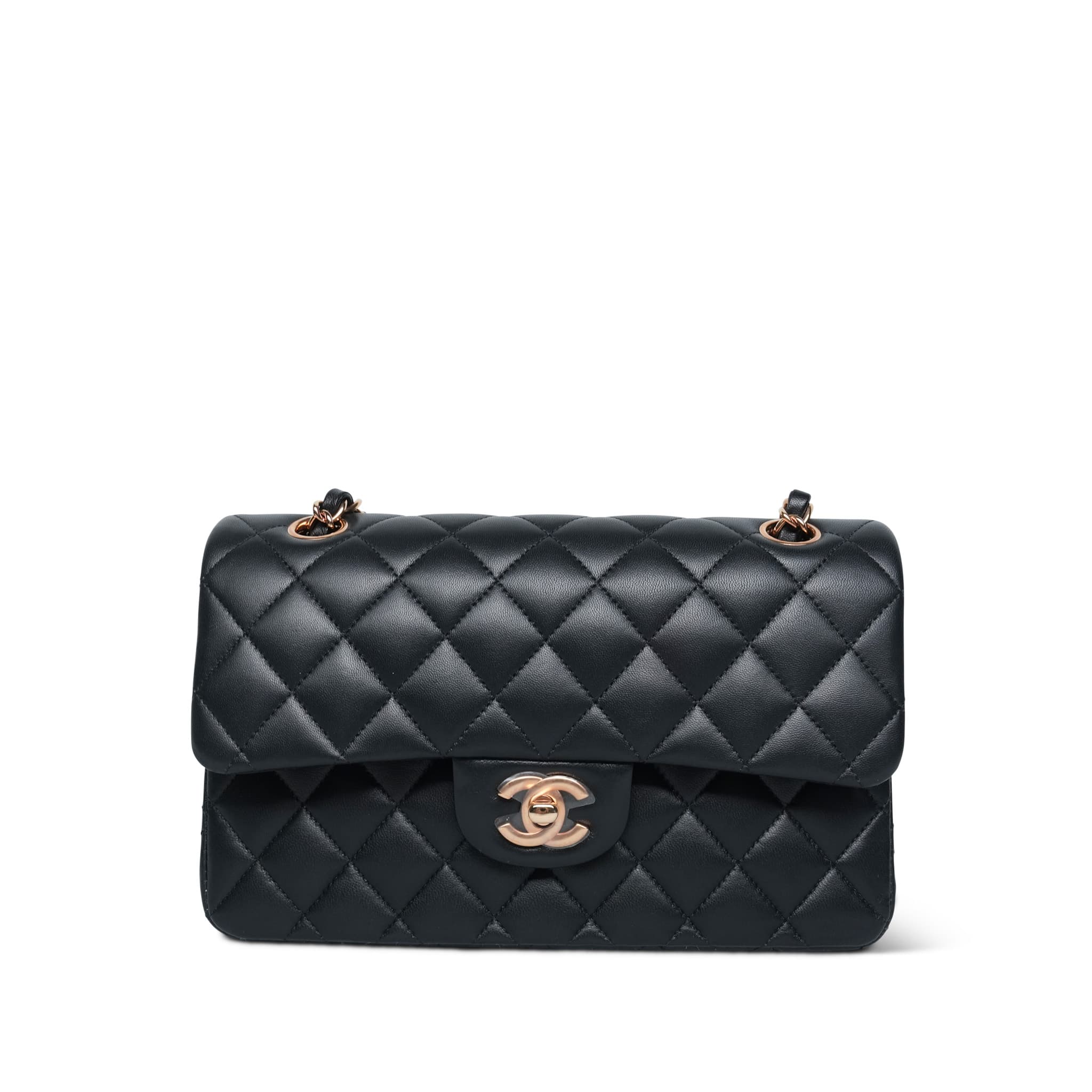 Product image 3 of 20: 21B Black Lambskin Quilted Classic Flap Small Rose Gold HW