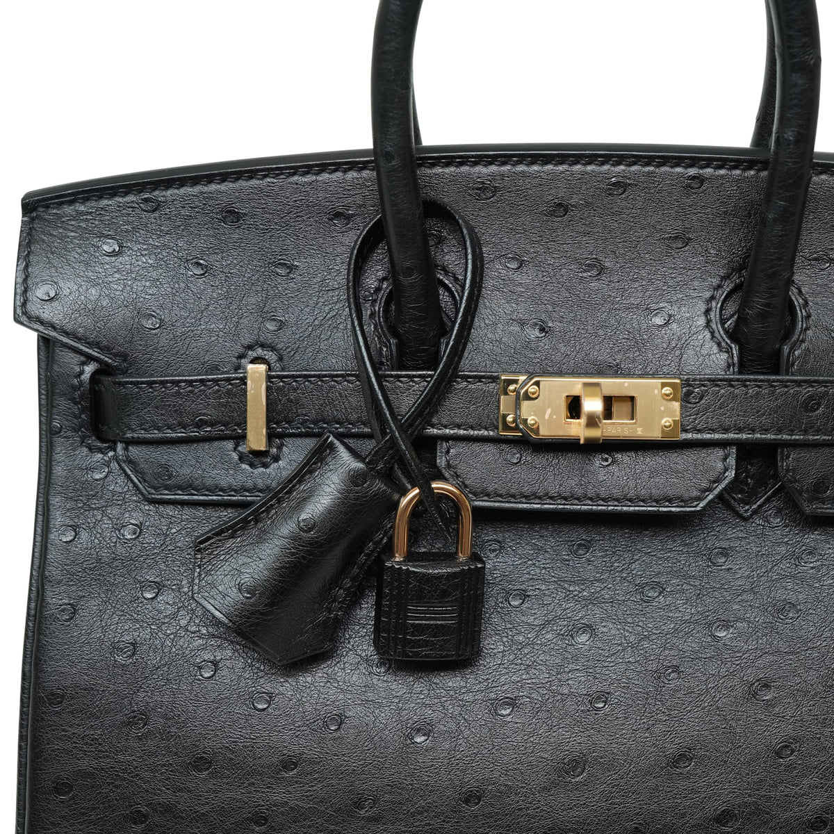 Birkin 25 Black Ostrich Rose Gold Plated Z Stamp