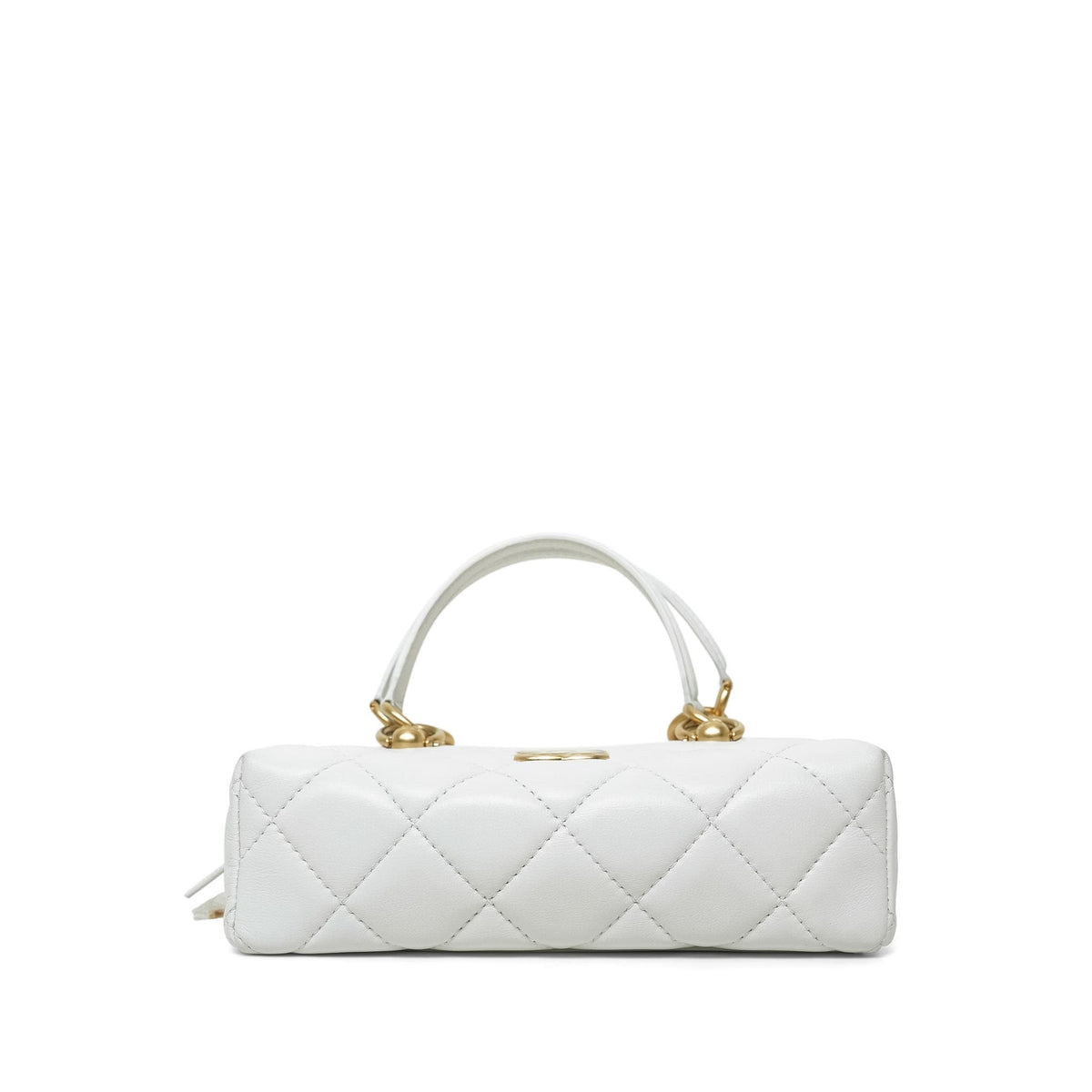 White Calfskin Quilted Métiers D’Art Square Top Handle With Chain AGHW