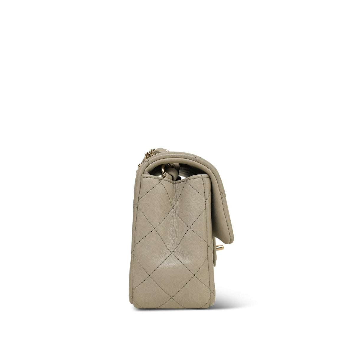 Grey Lambskin Quilted Mini Rectangular Flap LGHW