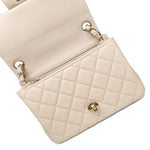 Product image 17 of 17: Light Beige Lambskin Quilted Mini Square Flap LGHW