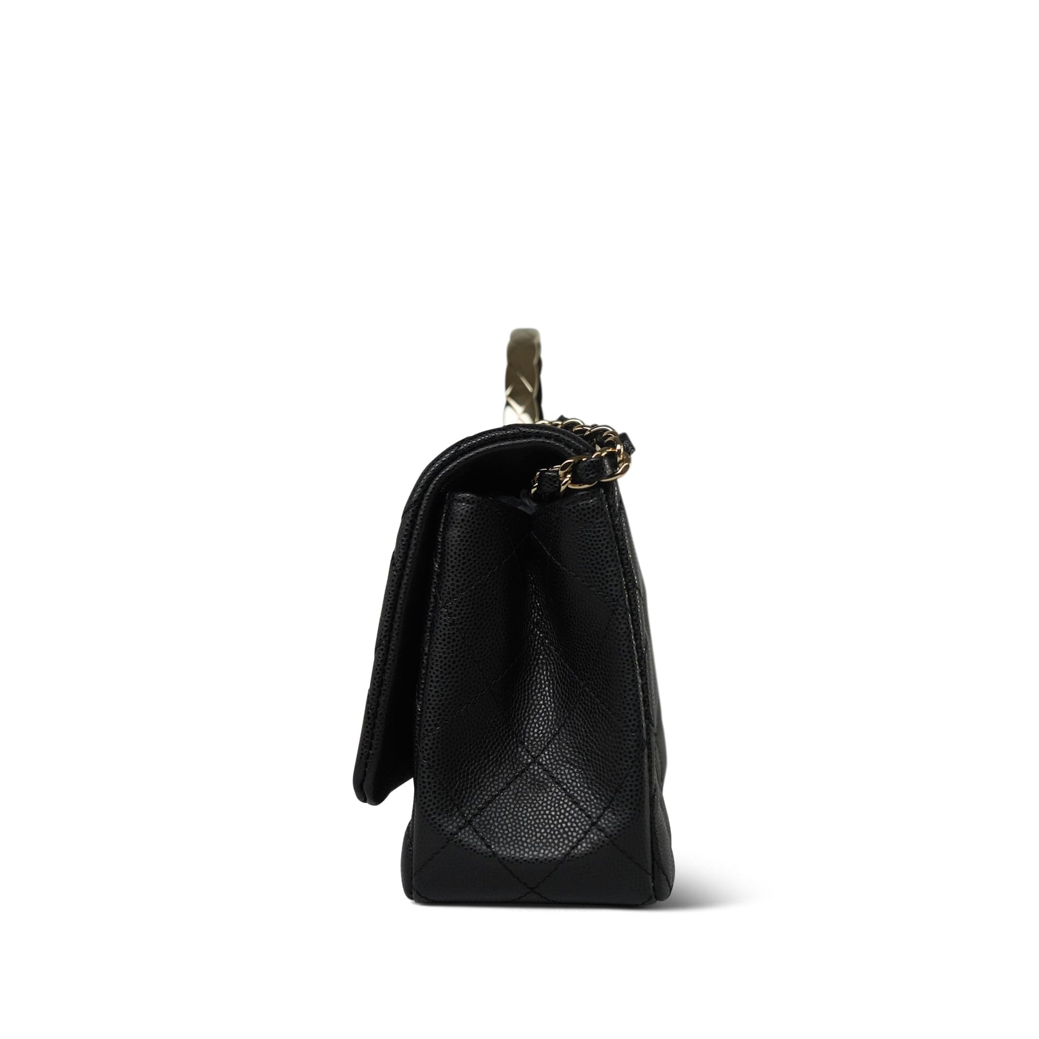 25S Black Caviar Quilted Coco Crush Top Handle Single Flap Light