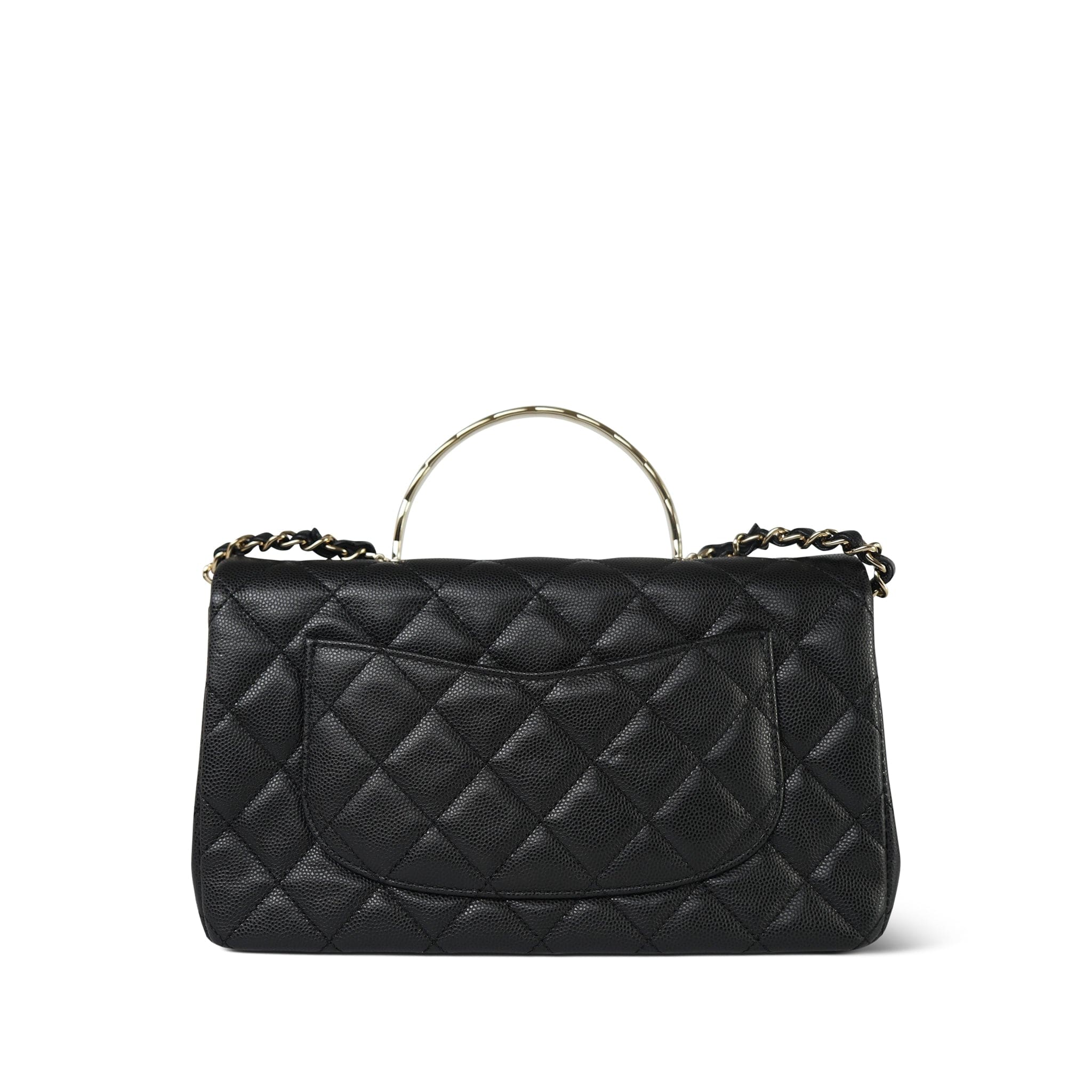 25S Black Caviar Quilted Coco Crush Top Handle Single Flap Light