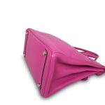 Product image 17 of 27: HAC 32 Fuchsia Chèvre de Coromandel Palladium Plated J Square Stamp