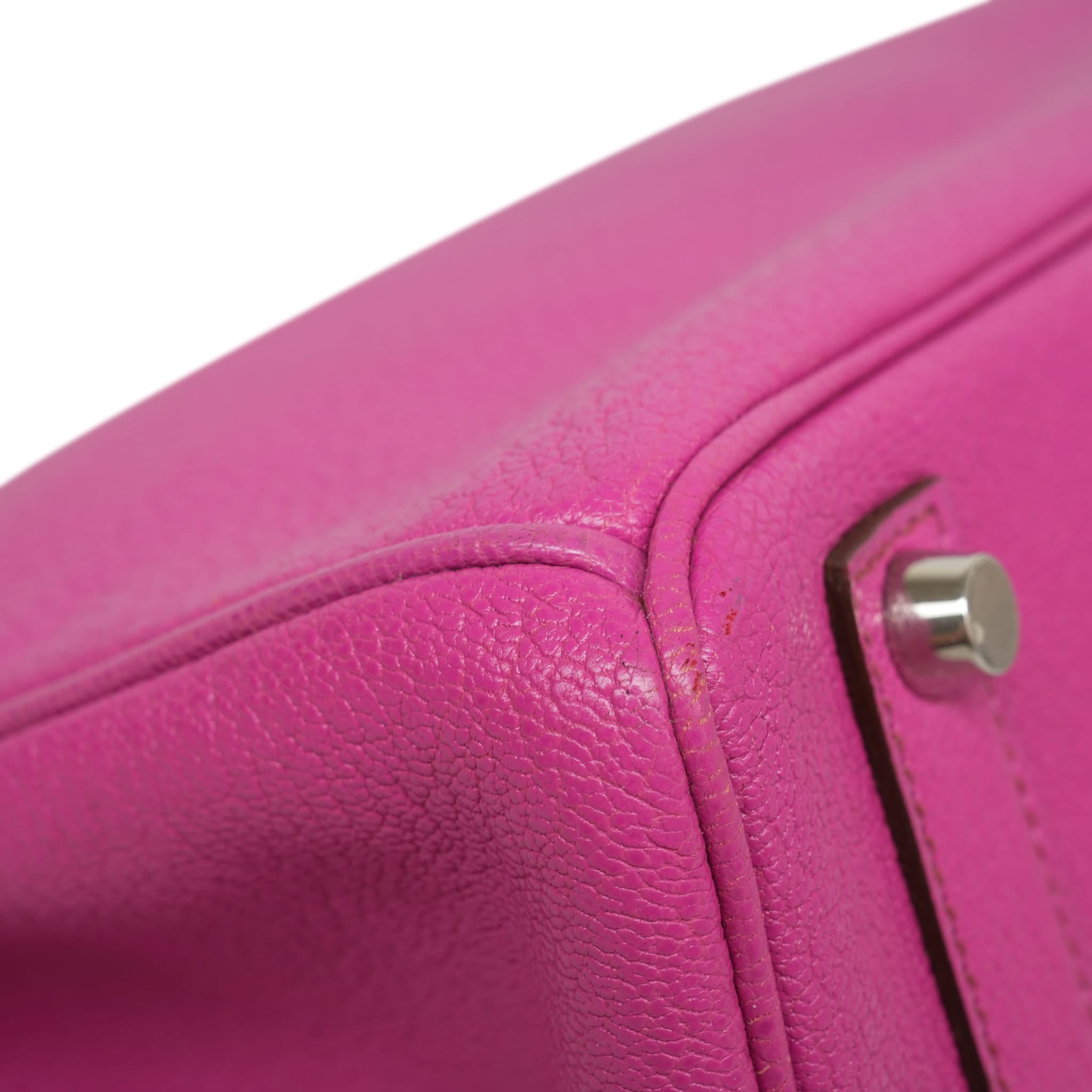 Product image 16 of 27: HAC 32 Fuchsia Chèvre de Coromandel Palladium Plated J Square Stamp