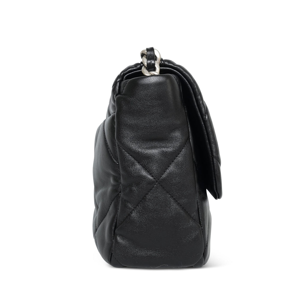 Black Goatskin Quilted 19 Flap Large Mixed Hardware