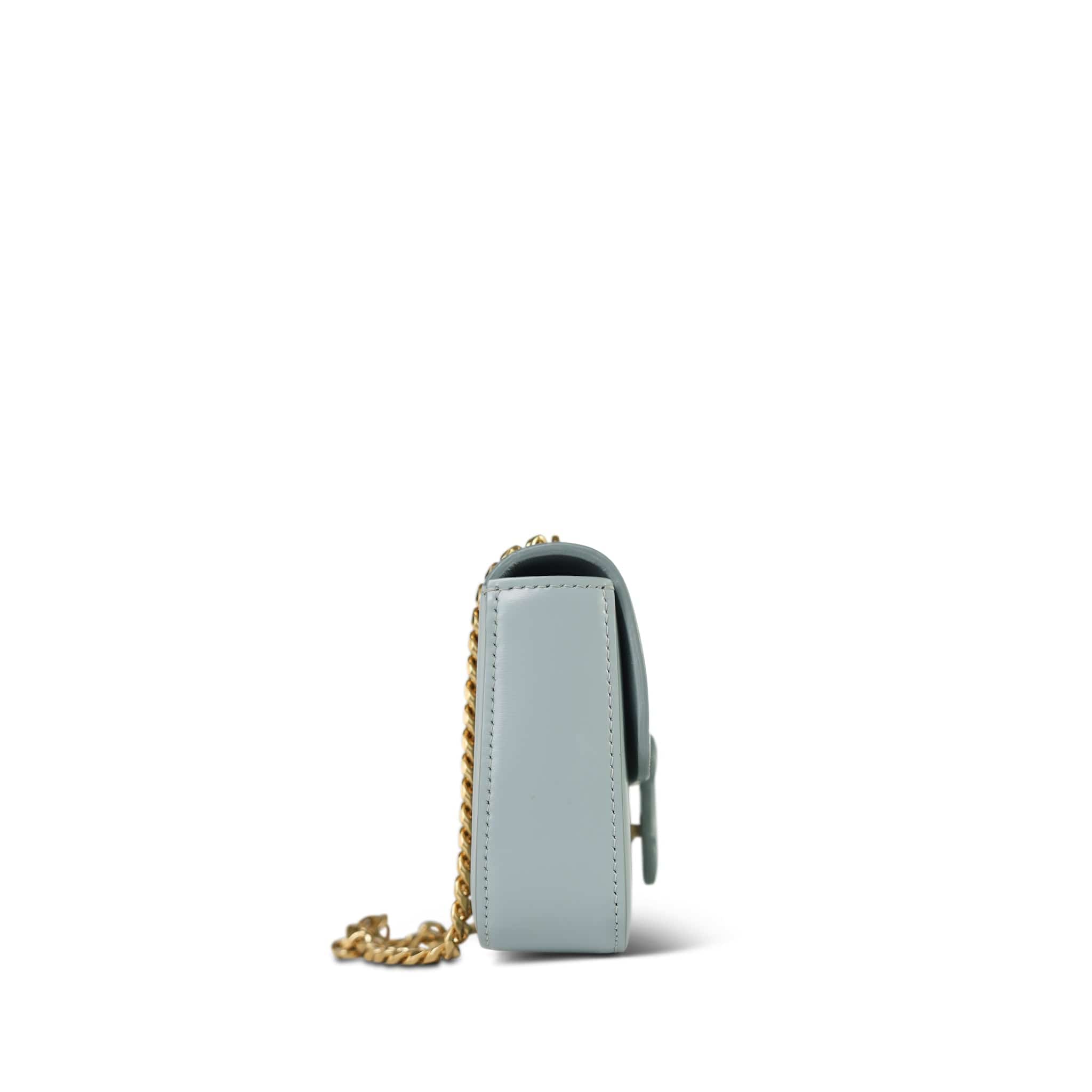 Celine Ice Blue Shiny Calfskin Claude Chain Shoulder Bag Celine Ice Blue Shiny Calfskin Claude Chain Shoulder Bag