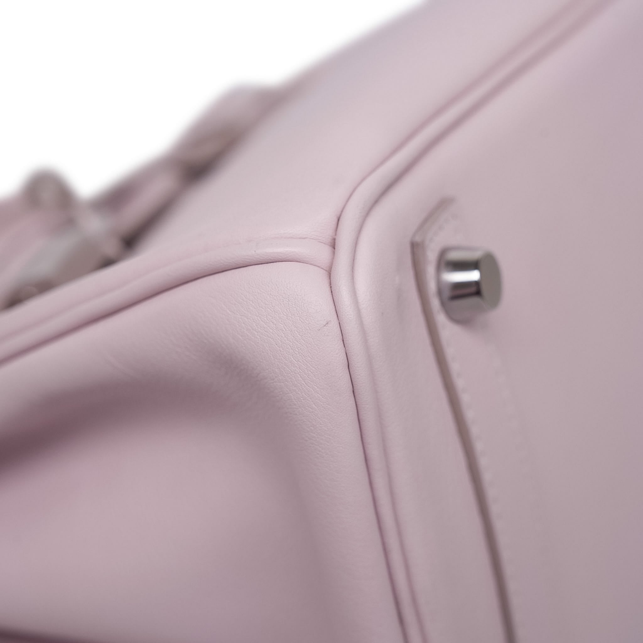 Product image 11 of 25: Birkin 25 Rose Dragee Swift Palladium Plated K Square Stamp