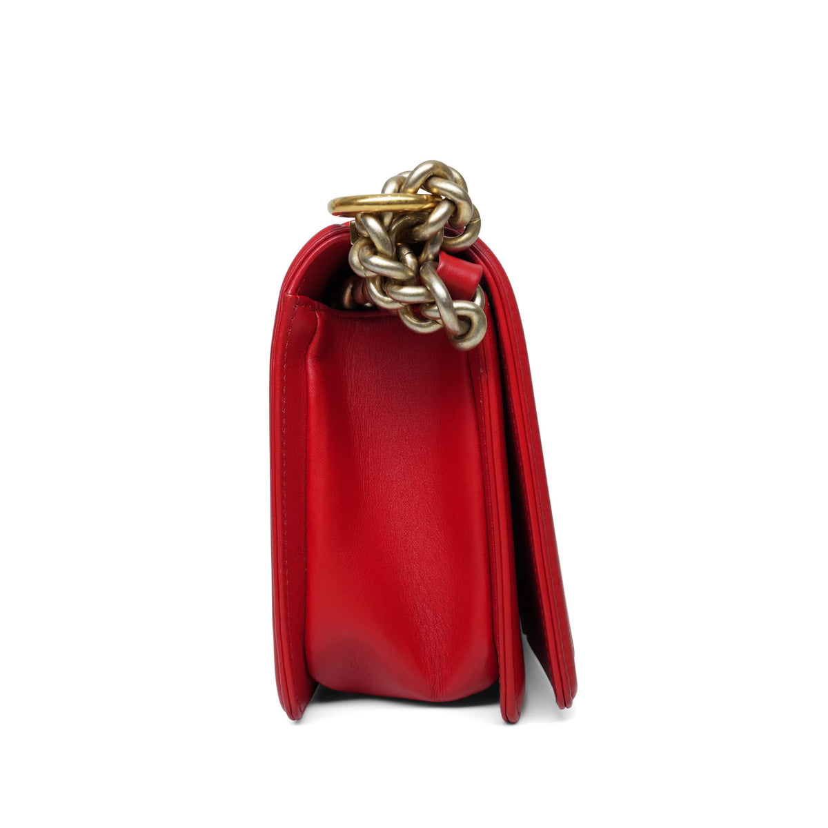 Red Python Boy Bag Medium Aged Gold Hardware