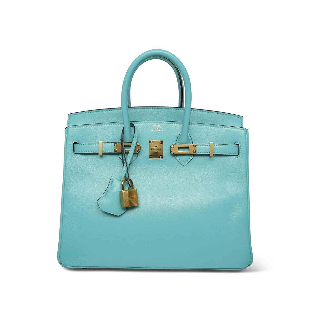 Birkin 25 Bleu Saint Cyr Tadelakt Gold Plated A Stamp