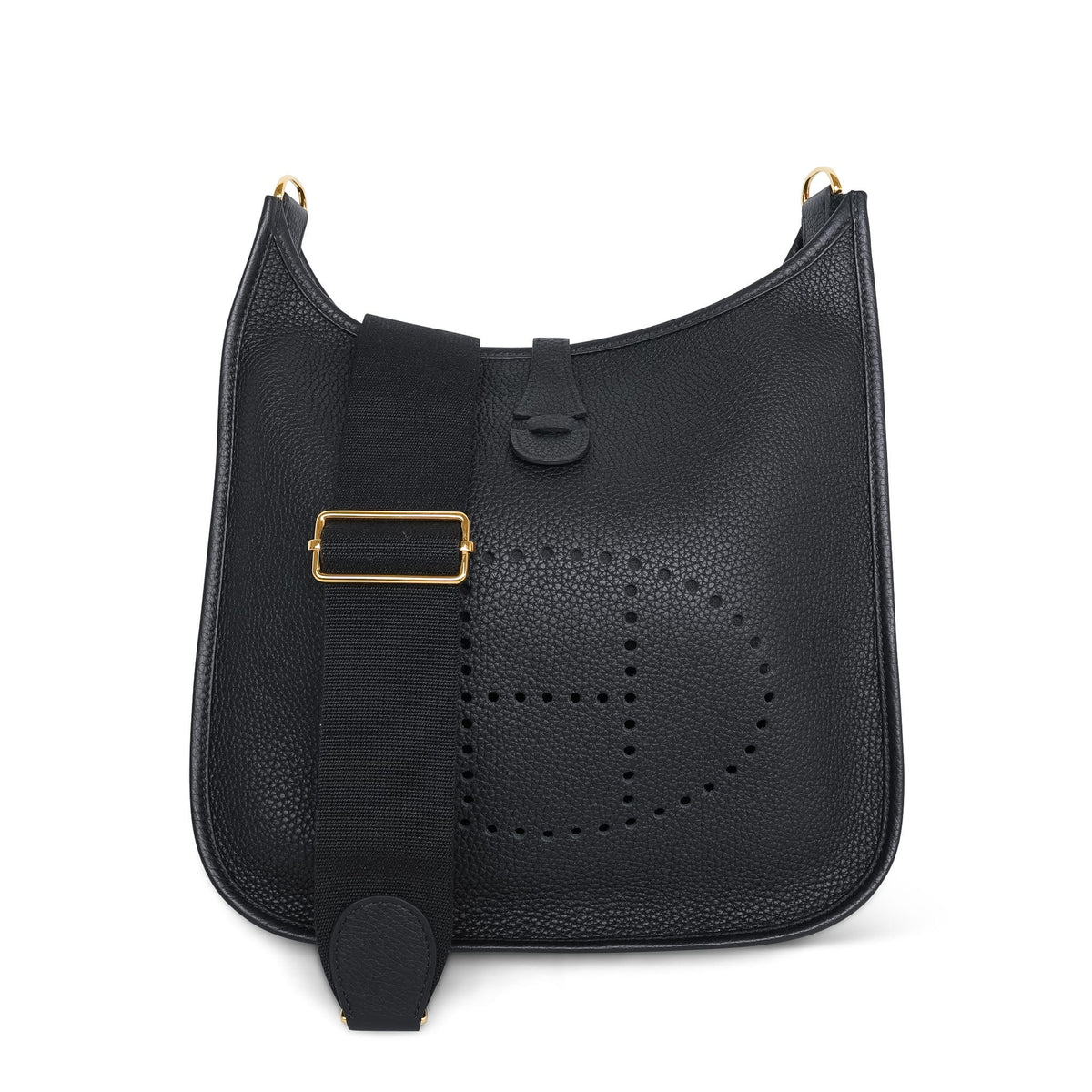 Evelyne Pocket 29 Black Clemence Gold Plated D Stamp