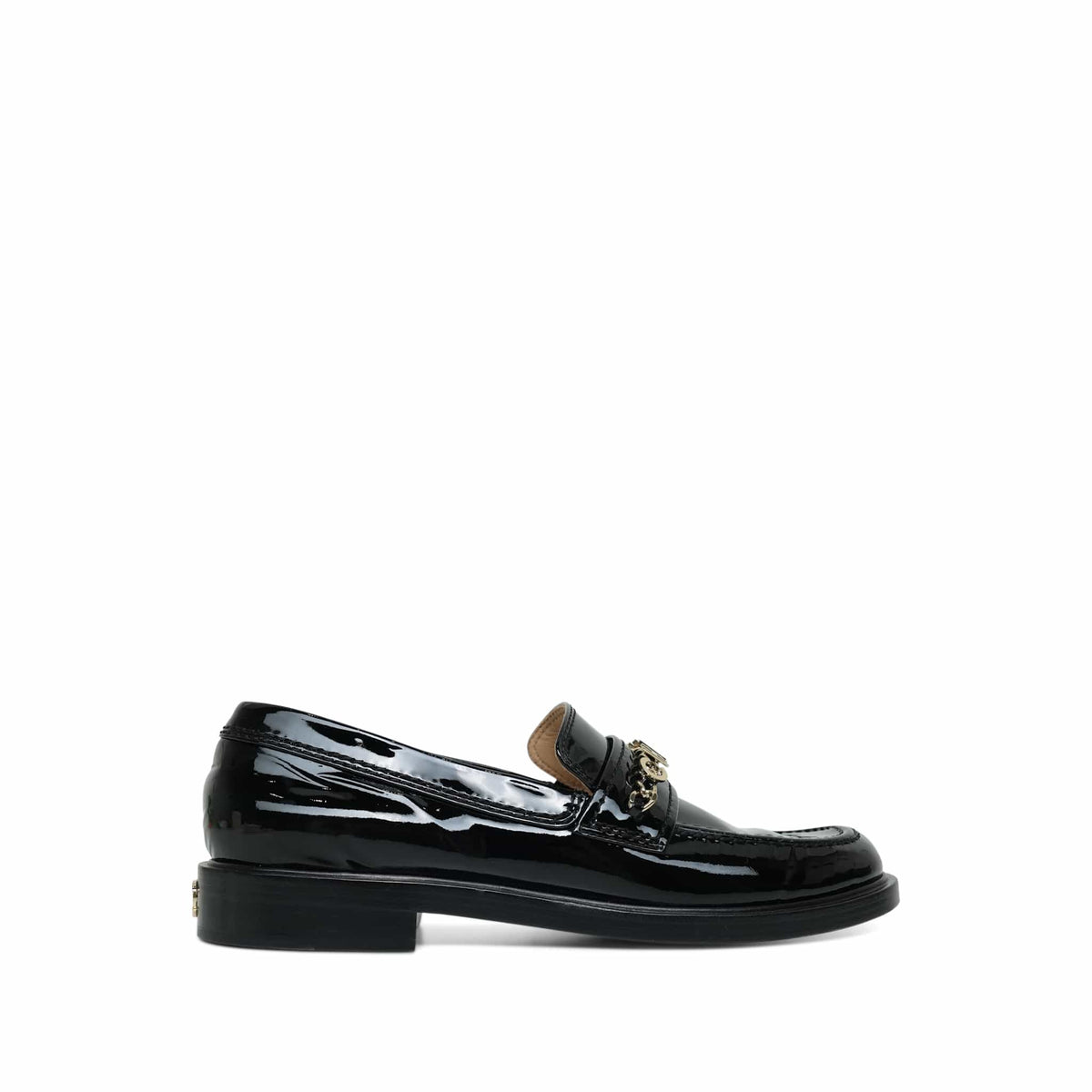 Black Patent Chanel Chain Loafers Size 40