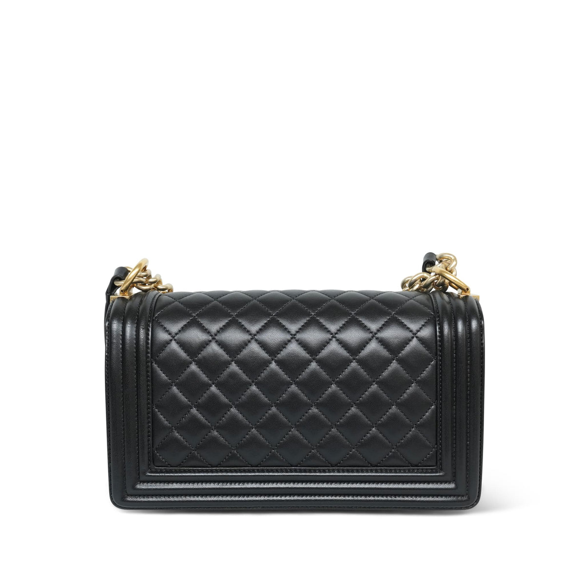 15A Black Lambskin Quilted Boy Bag Old Medium AGHW