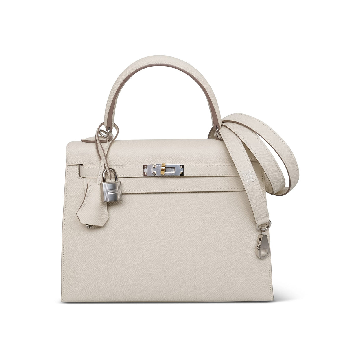 Kelly Sellier 25 Craie Epsom Electrum Plated K Stamp