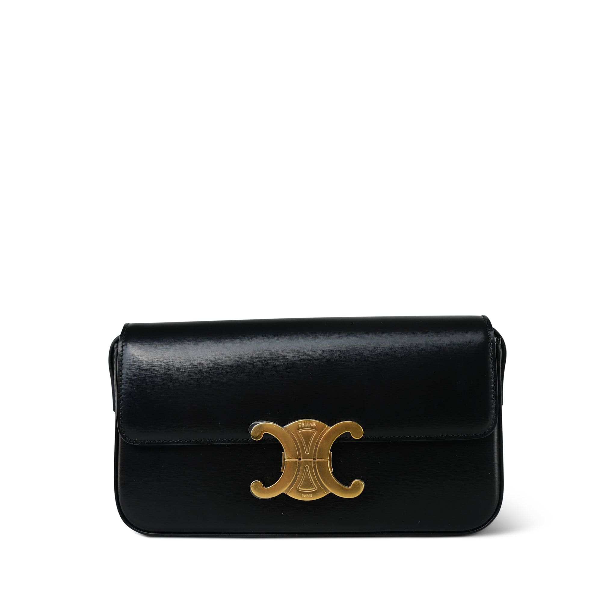 Celine Shoulder Bag Black with Carriage Hardware Authentic