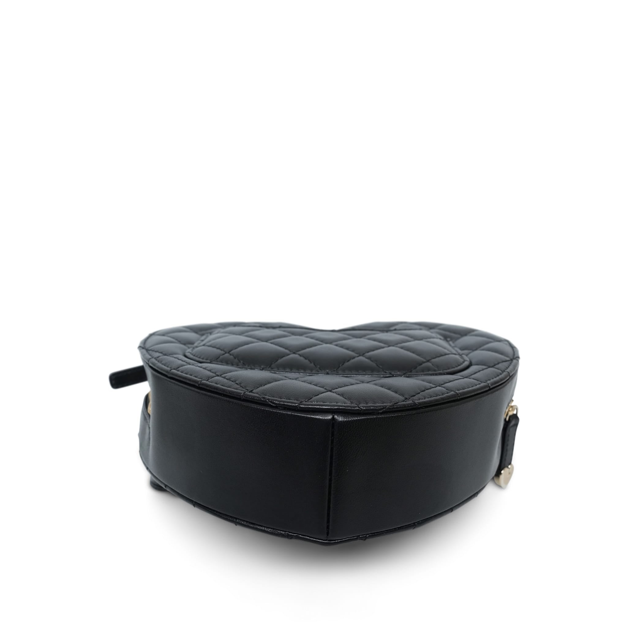 Product image 14 of 16: Black Lambskin Quilted Heart Bag Large Light Gold Hardware