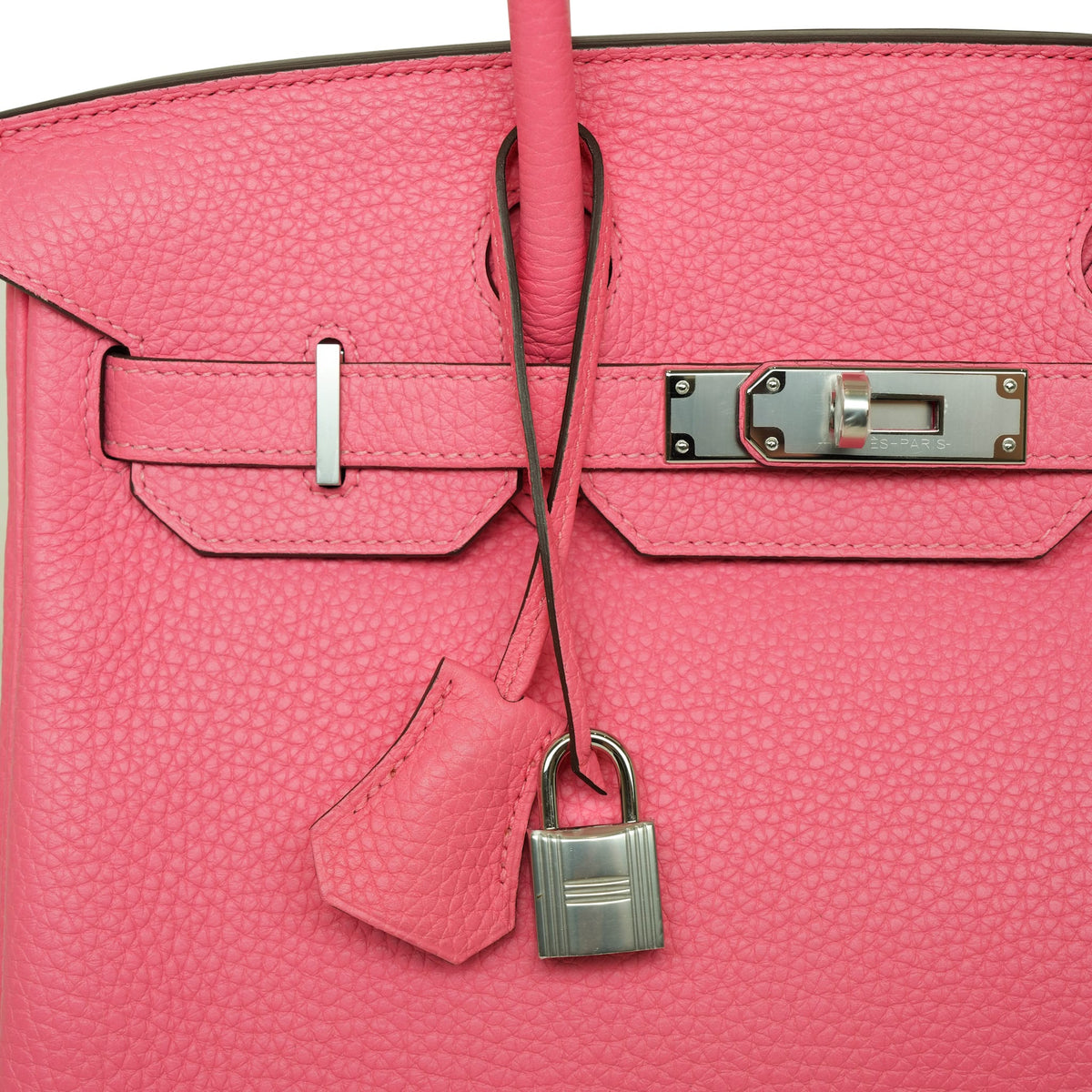 Birkin 30 Rose Azalee Clemence Palladium Plated Y Stamp
