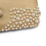 Product image 15 of 15: 15C Metallic Gold Lambskin Pearl Embellished Slim Flap Bag AGHW