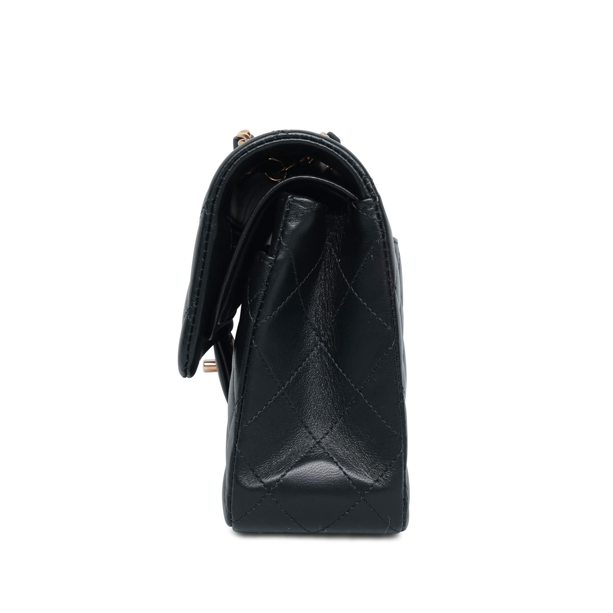 Product image 7 of 20: 21B Black Lambskin Quilted Classic Flap Small Rose Gold HW