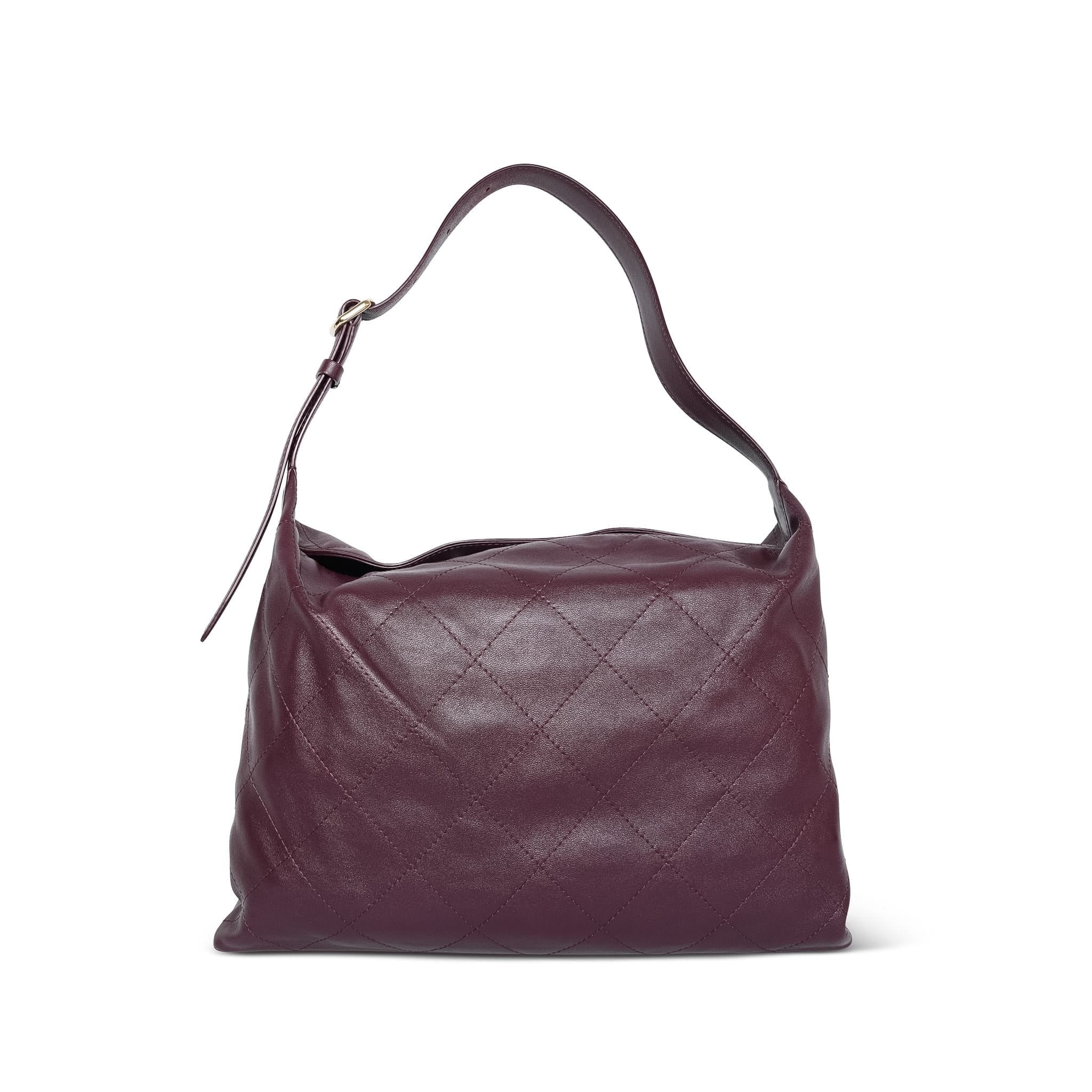 Product image 3 of 22: 26P Dark Burgundy Lambskin Quilted Maxi Hobo Shoulder Bag LGHW