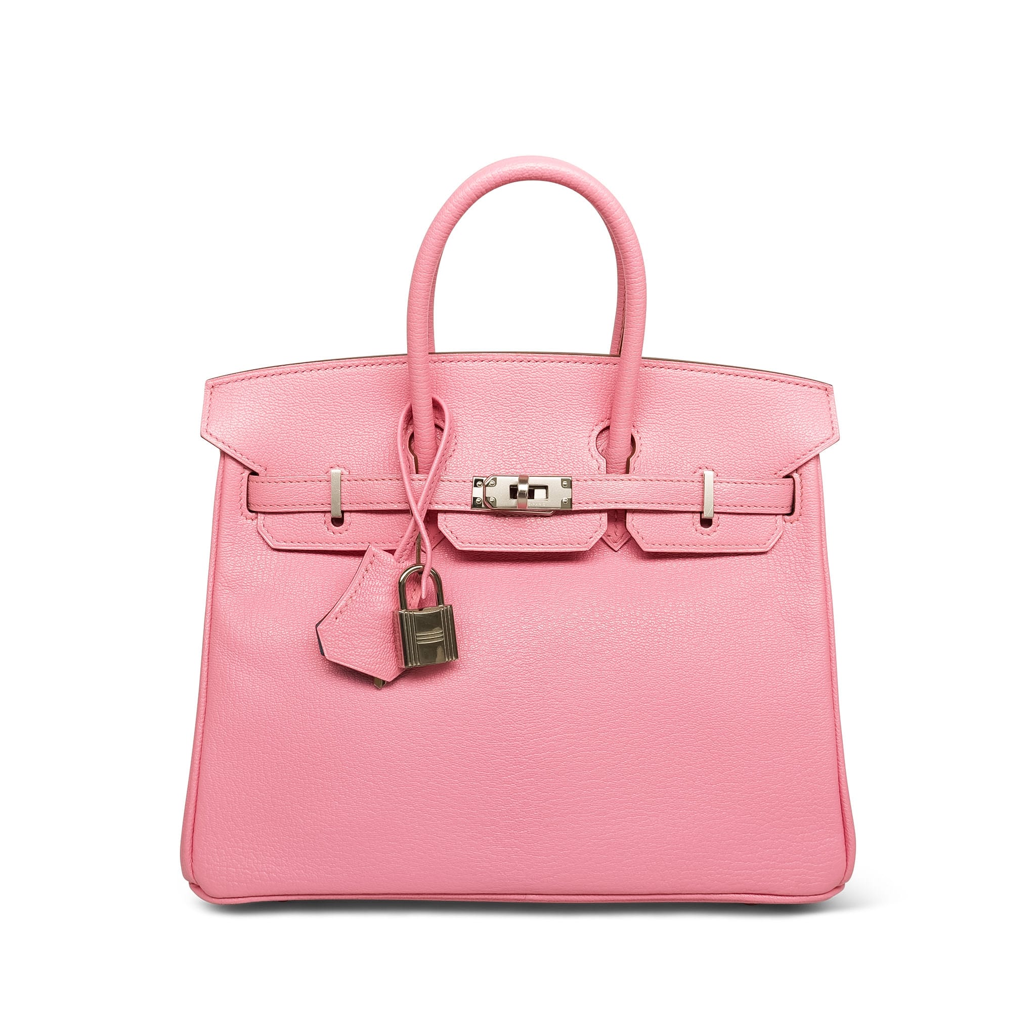 Product image 1 of 16: Birkin 25 Bi-Color Horseshoe (HSS) Rose Confetti/Turquoise Chevre Palladium Plated R Square Stamp