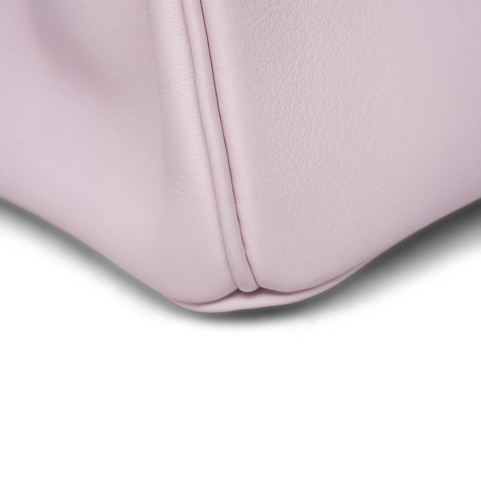 Product image 12 of 25: Birkin 25 Rose Dragee Swift Palladium Plated K Square Stamp
