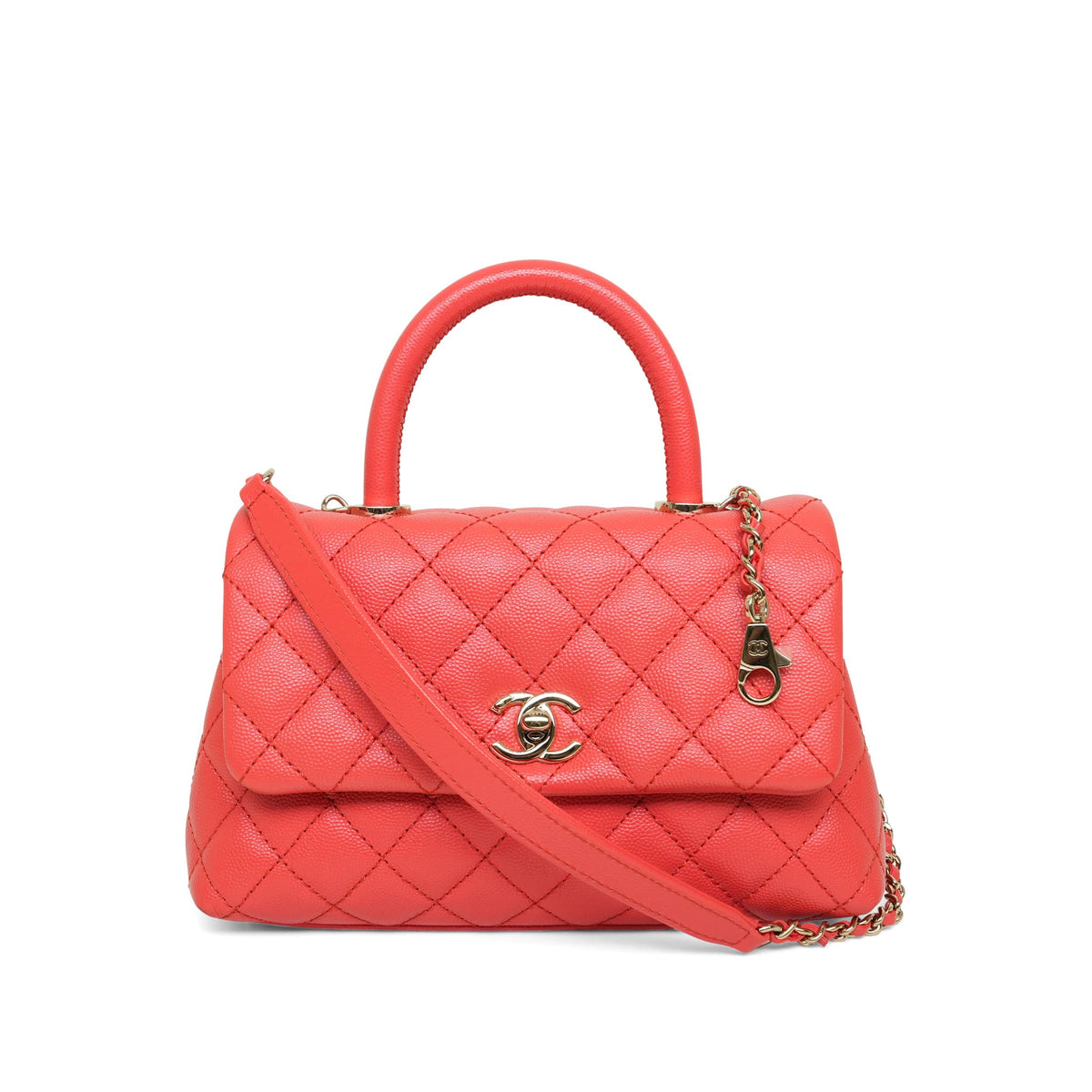 Red Caviar Quilted Coco Handle Small LGHW