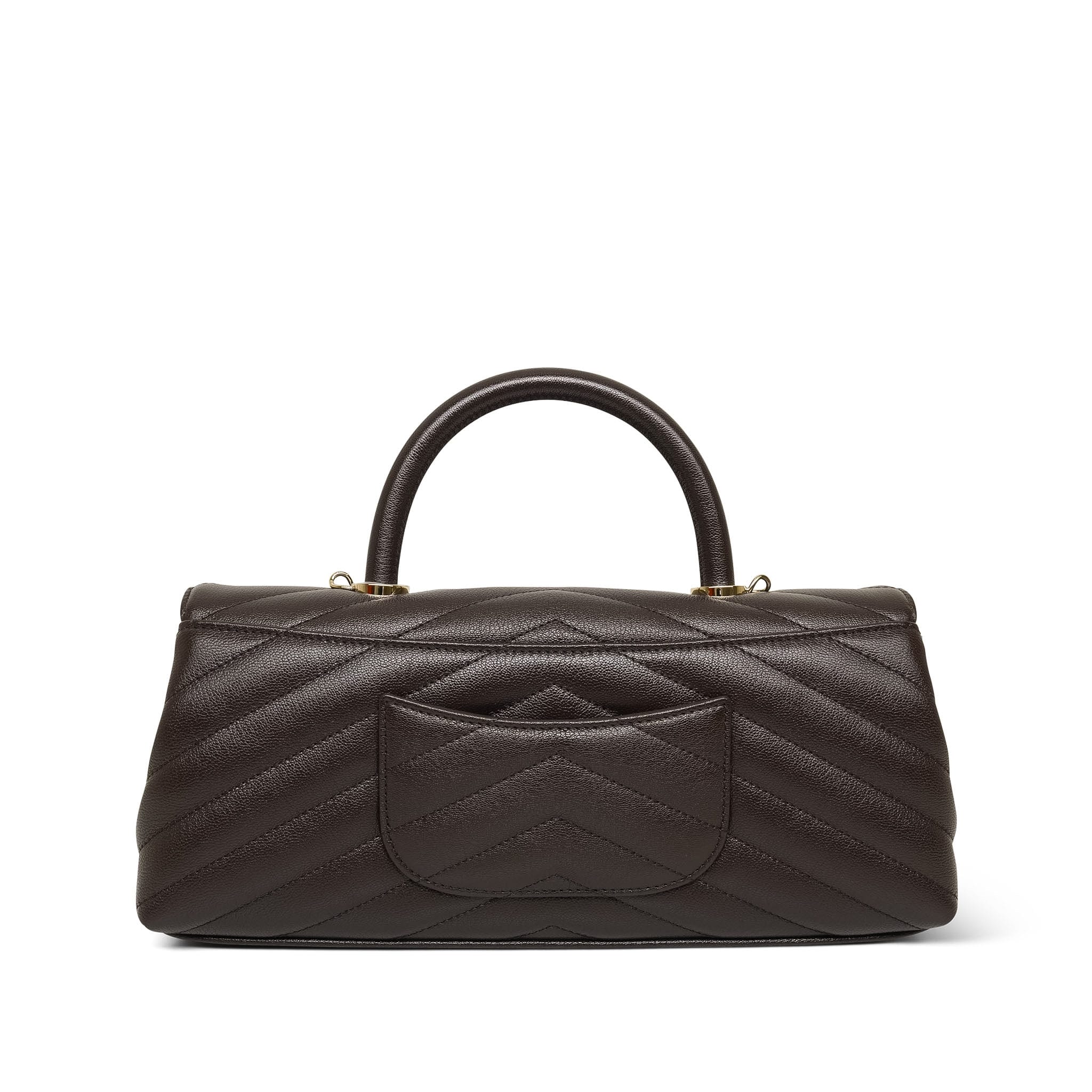 26P Dark Brown Chevron Maxi East West Coco Handle Flap LGHW – REDELUXE