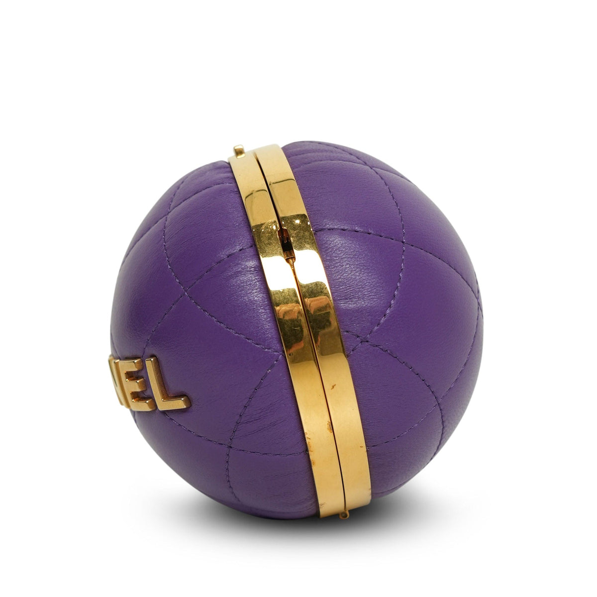 22A Purple Lambskin Quilted Sphere Minaudiere AGHW