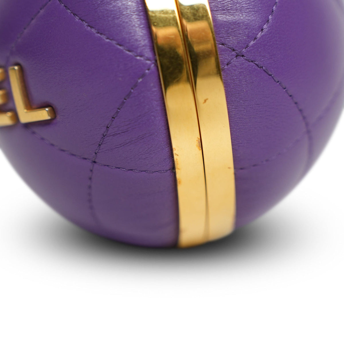 22A Purple Lambskin Quilted Sphere Minaudiere AGHW