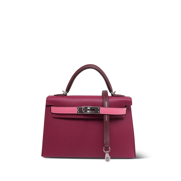 Mini Kelly Sellier Tri-Color Rubis/Rose Azalee/Rouge H Epsom