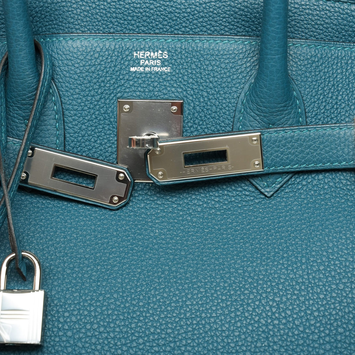Birkin 30 Verso Vert Bosphore/Bleu Ocean Togo Palladium Plated Y Stamp