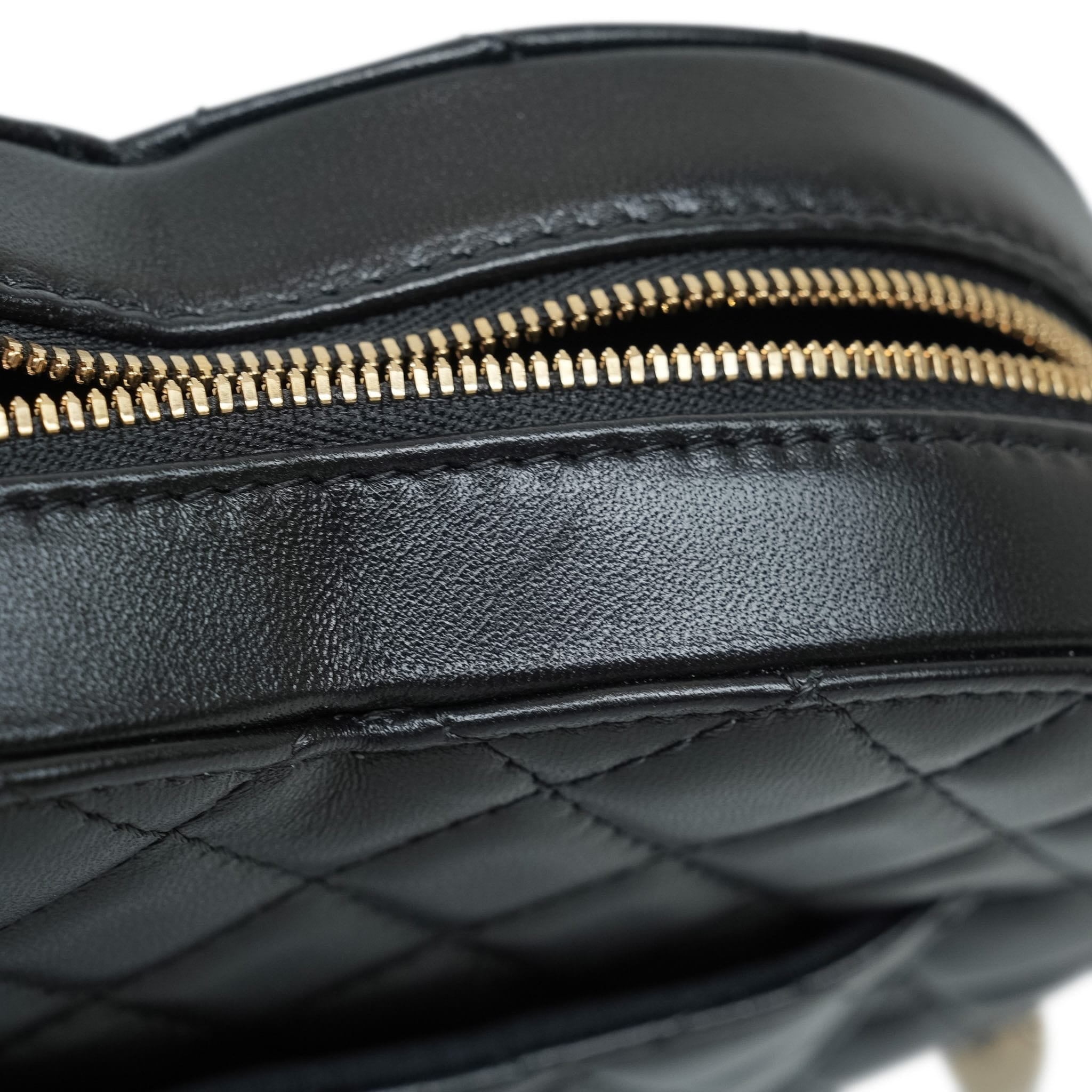 Product image 15 of 16: Black Lambskin Quilted Heart Bag Large Light Gold Hardware