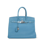Product image 3 of 16: Birkin 35 Bleu Jean Togo Palladium Plated O Square Stamp