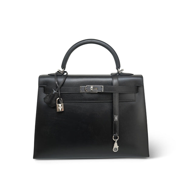 HERMES エルメス ケリードッグ ブラック Kelly 32 Black Box Calfskin Palladium Plated J Square Stamp – REDELUXE
