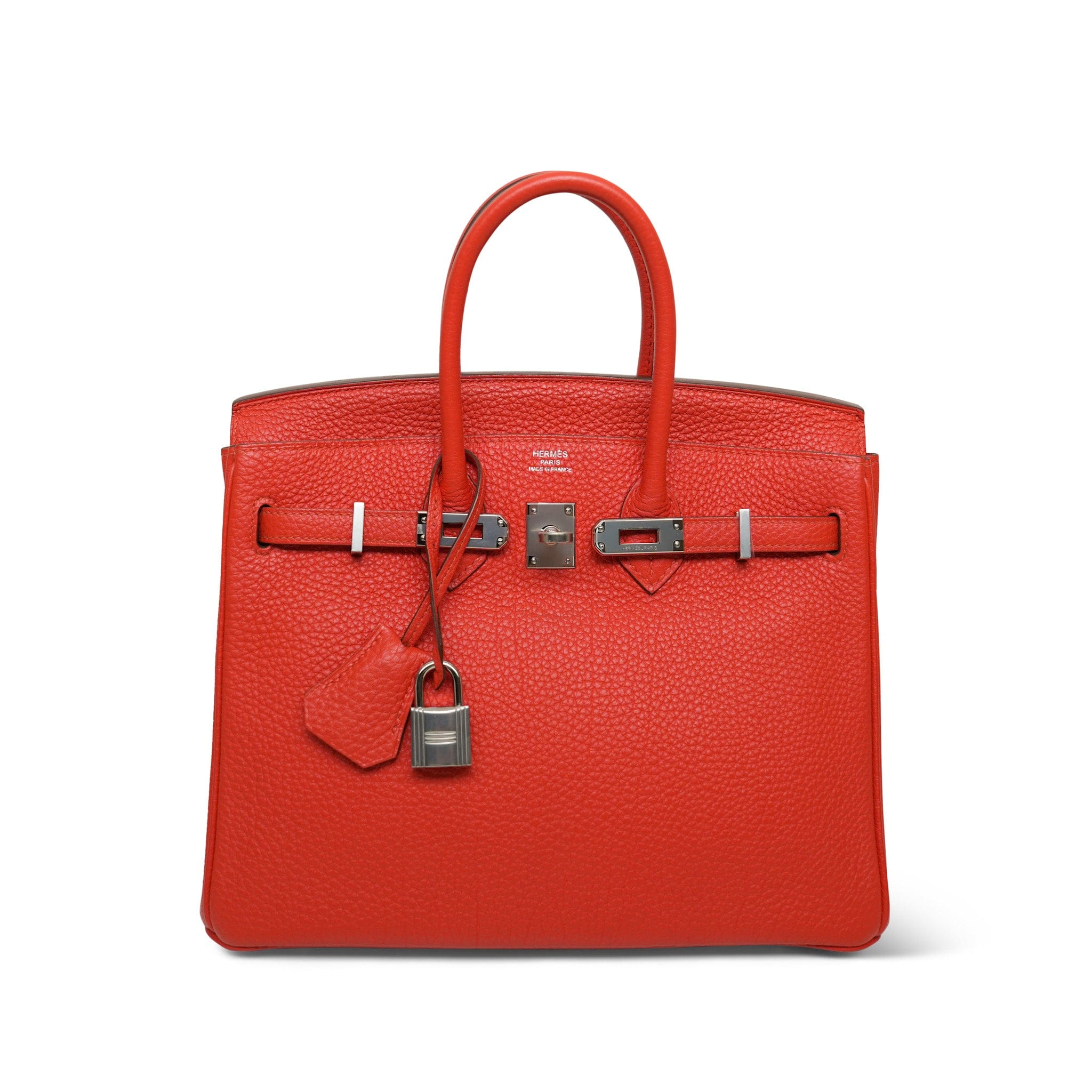 Birkin 25 Capucine Veau Togo Palladium Plated Q Square Stamp