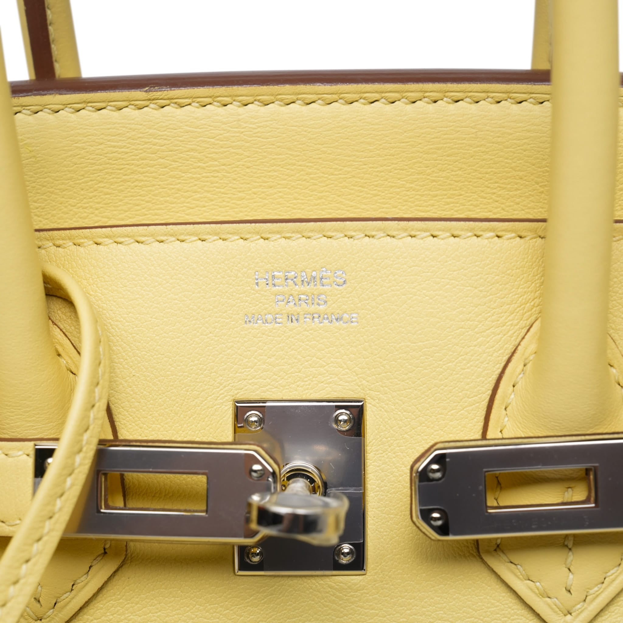 Birkin 25 Jaune Poussin Swift Palladium Plated T Stamp