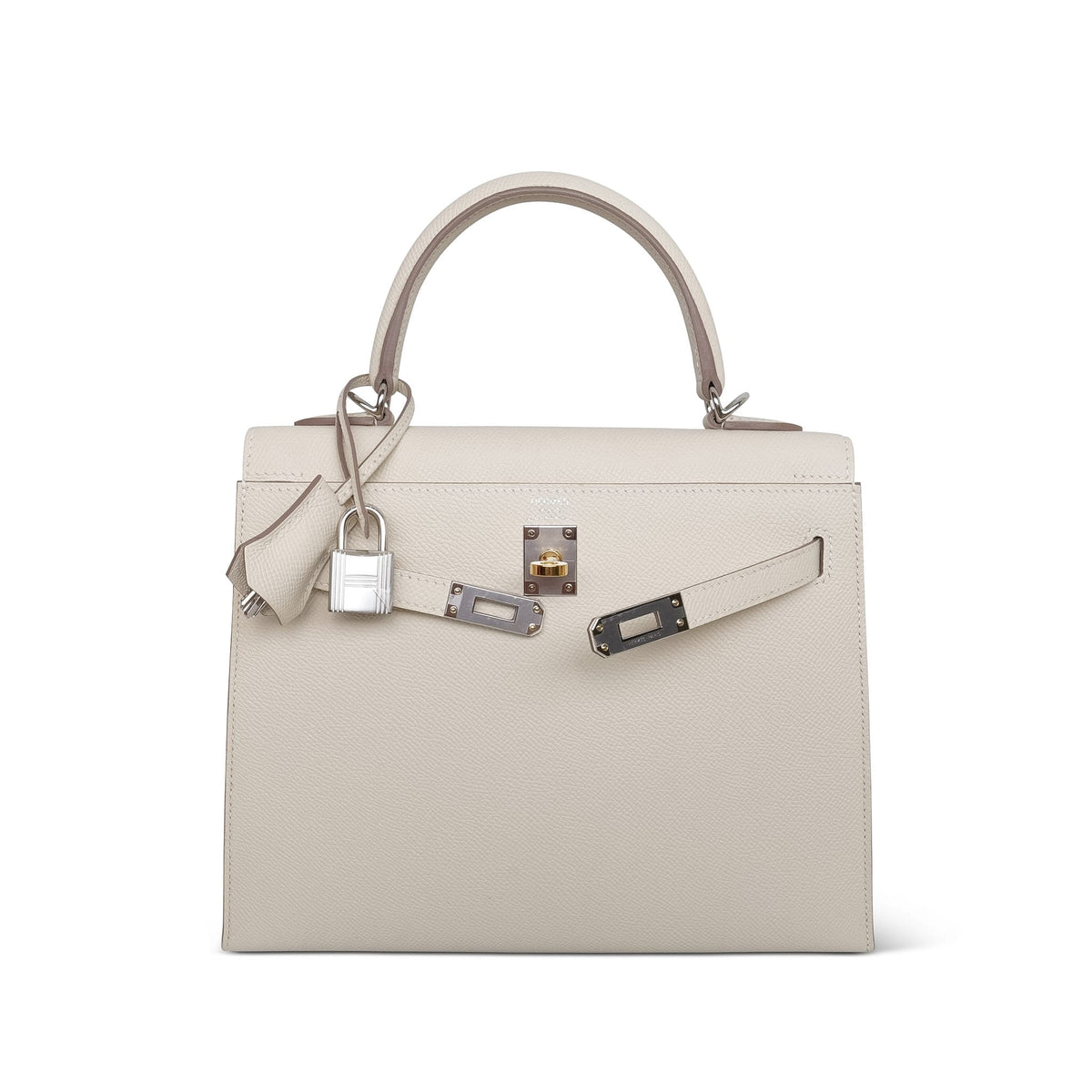 Kelly Sellier 25 Craie Epsom Electrum Plated K Stamp