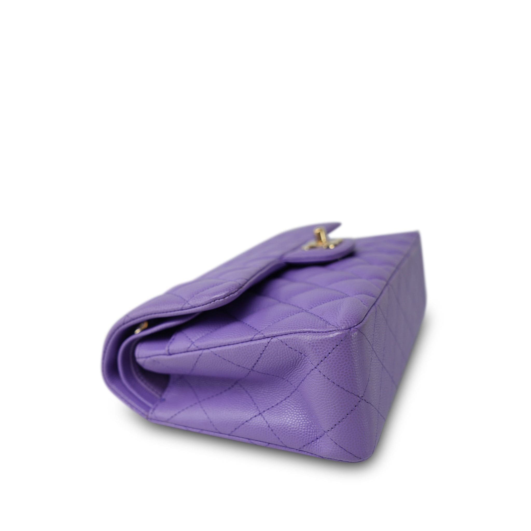 20S Purple Caviar Quilted Classic Flap Small Light Gold