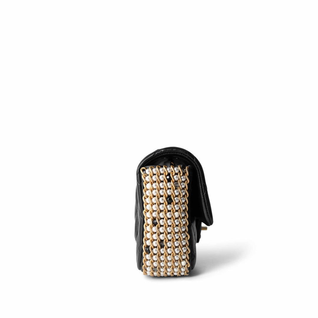 Mini Flap Bag With Top Handle 20cm Brown Lambskin Light Gold Hardware