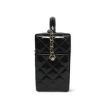 Product image 5 of 12: Black Patent Quilted Top Handle Box Vanity On Chain LGHW