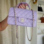 Product image 10 of 16: 24P Purple Lambskin Quilted Mini Top Handle LGHW