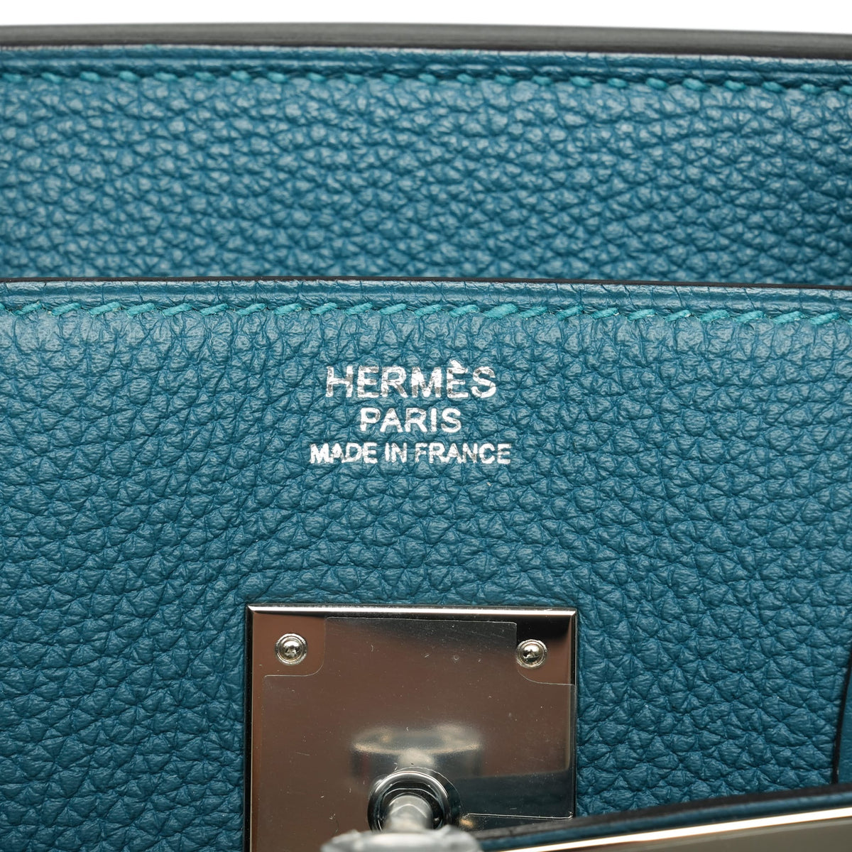 Birkin 30 Verso Vert Bosphore/Bleu Ocean Togo Palladium Plated Y Stamp